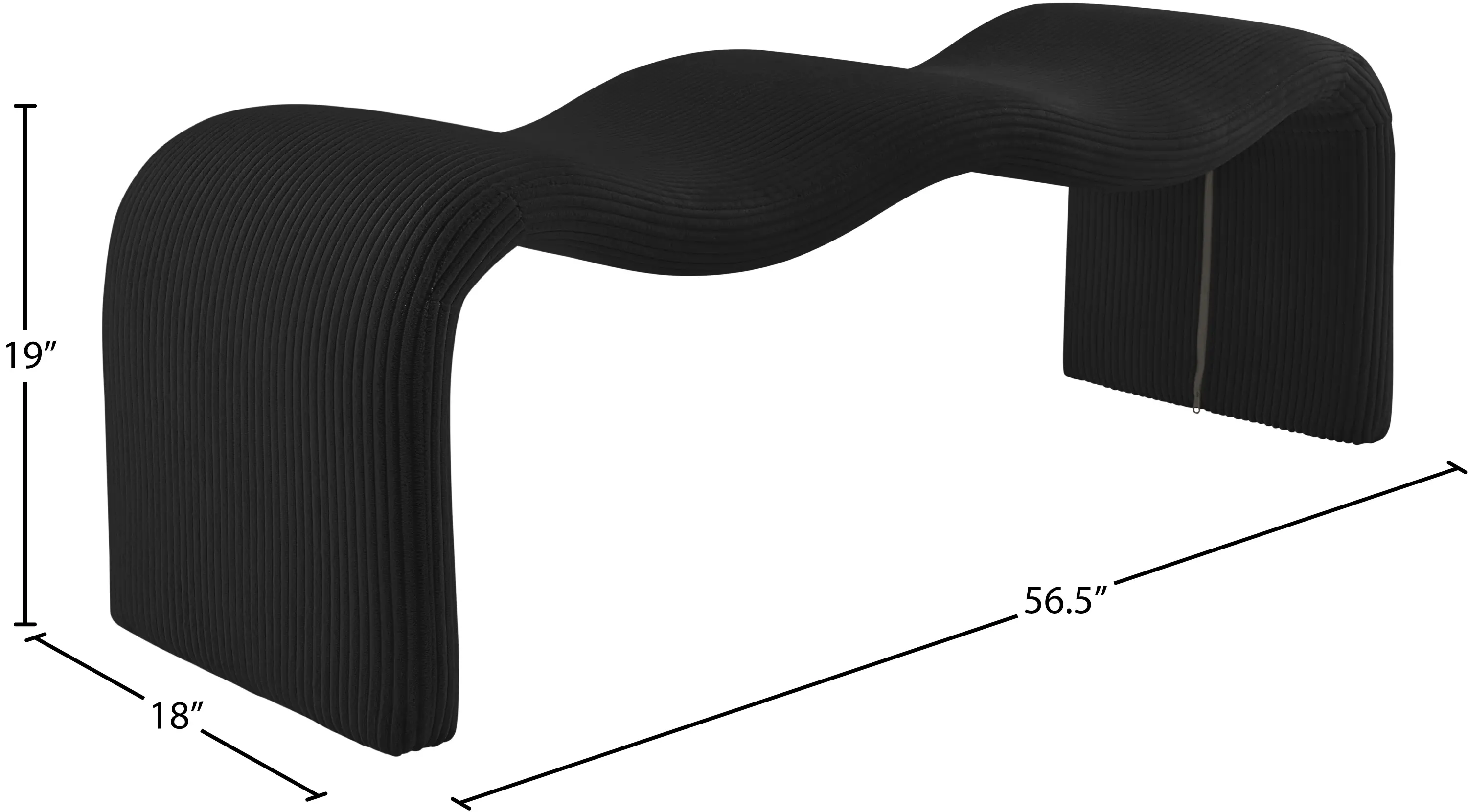 Willow Black Corduroy Upholstered Bench-9
