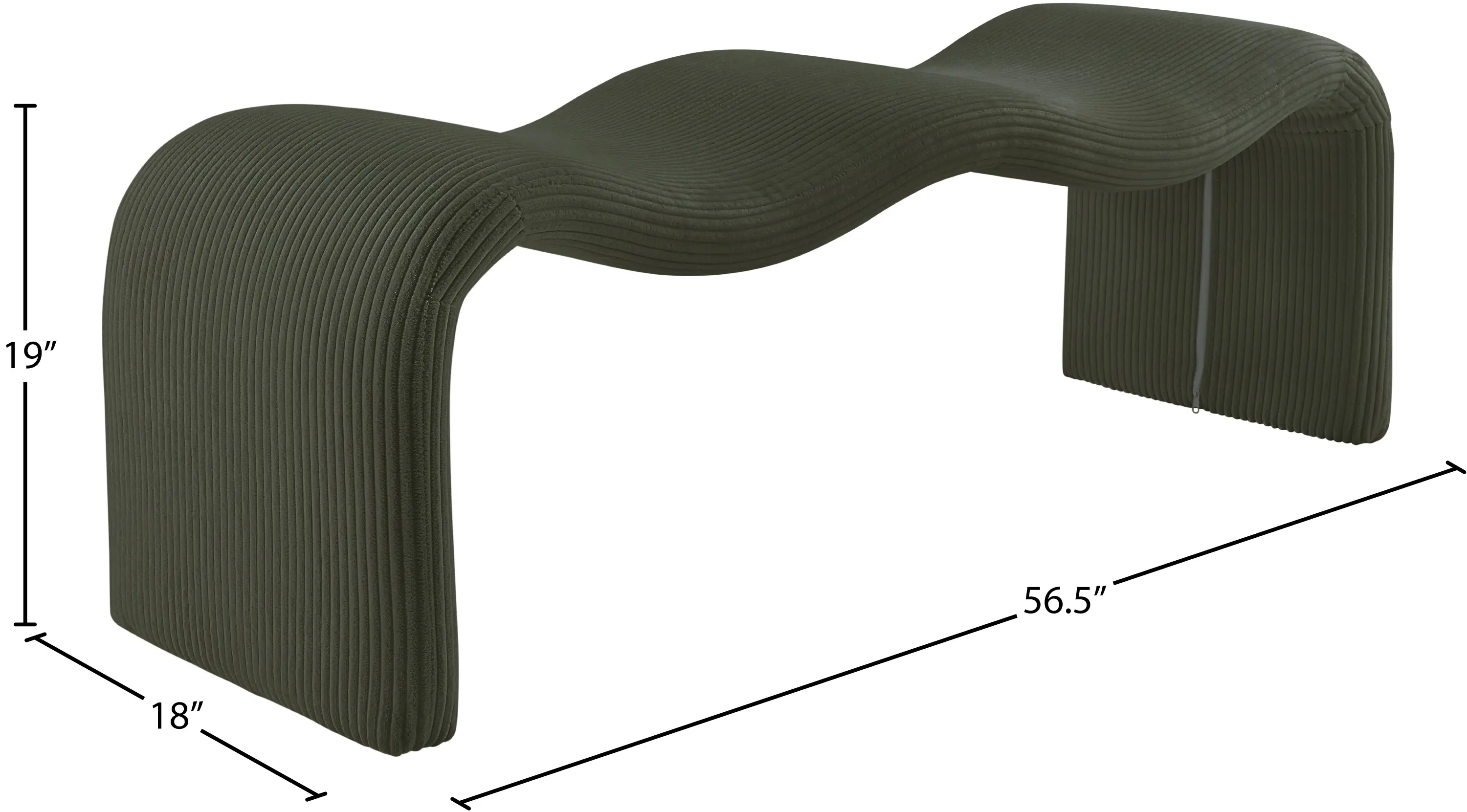 Willow Green Corduroy Upholstered Bench-9