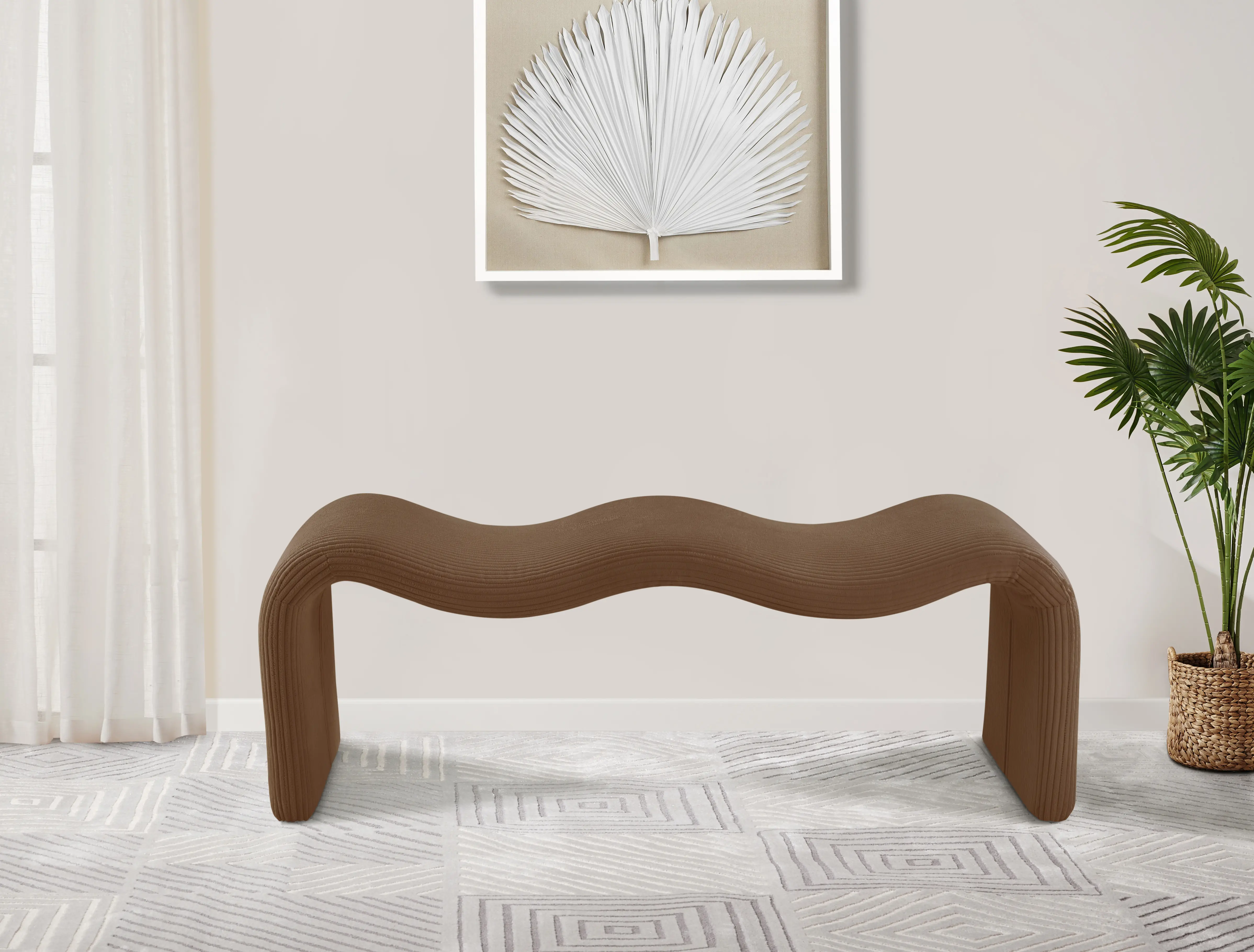 Willow Saddle Corduroy Upholstered Bench-2