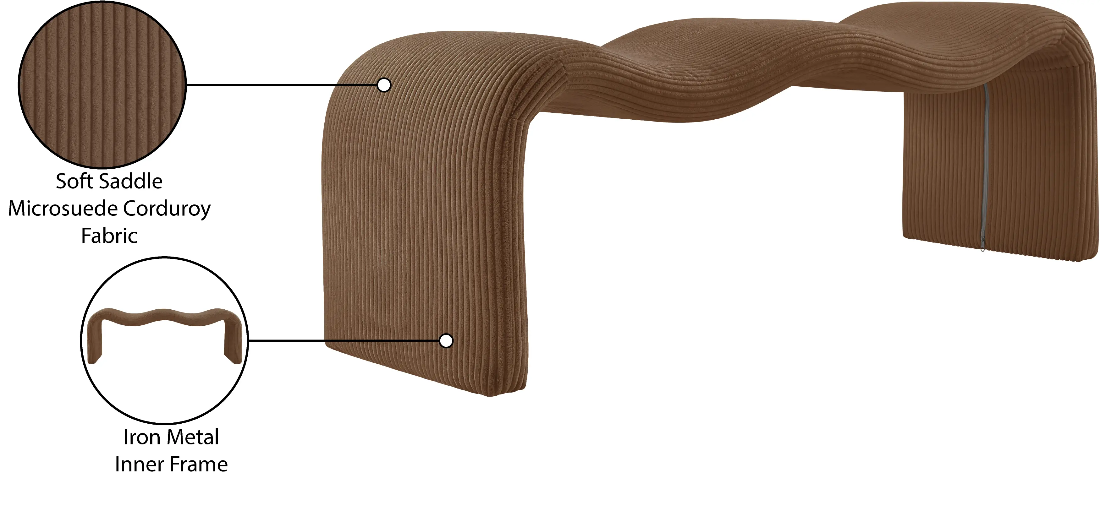 Willow Saddle Corduroy Upholstered Bench-8