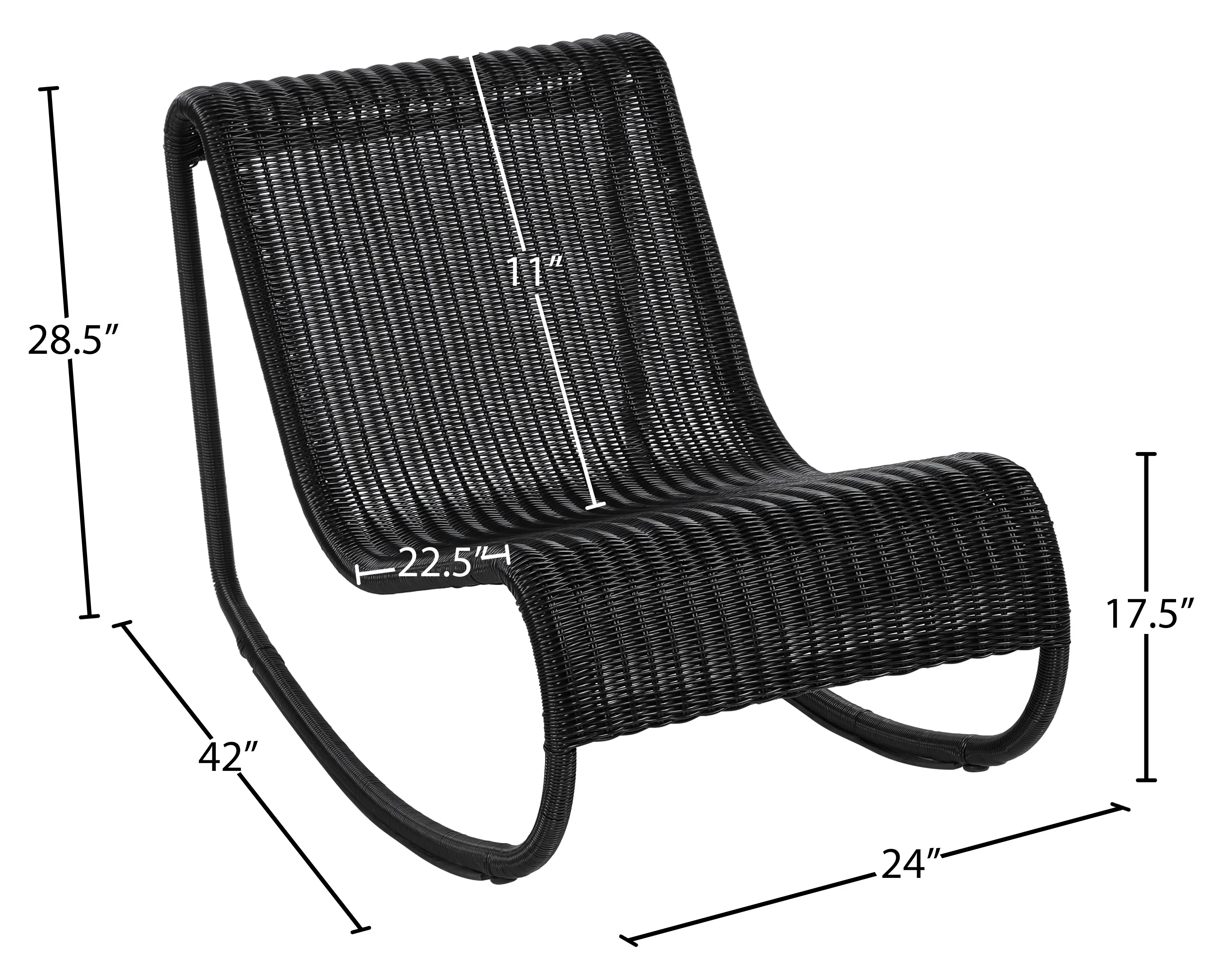 Antigua Black Wicker Patio Rocking Chair-10