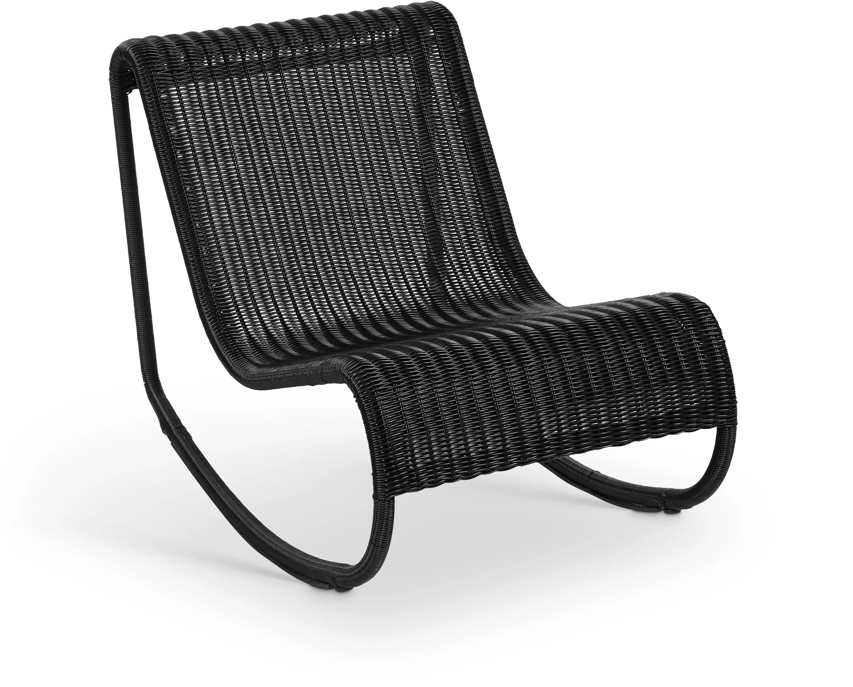 Antigua Black Wicker Patio Rocking Chair-1