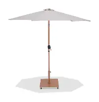 Fiji Beige Patio Umbrella with Teak Aluminum Base Set