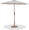 Fiji Beige Patio Umbrella with Teak Aluminum Base Set
