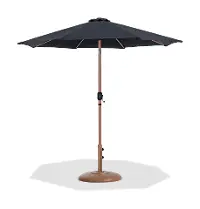 55014BLACK-BT Fiji Black Patio Umbrella with Teak Aluminum Base Set