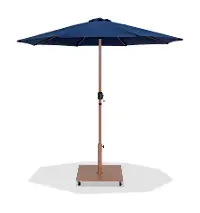 Fiji Navy Patio Umbrella with Teak Aluminum Base Set