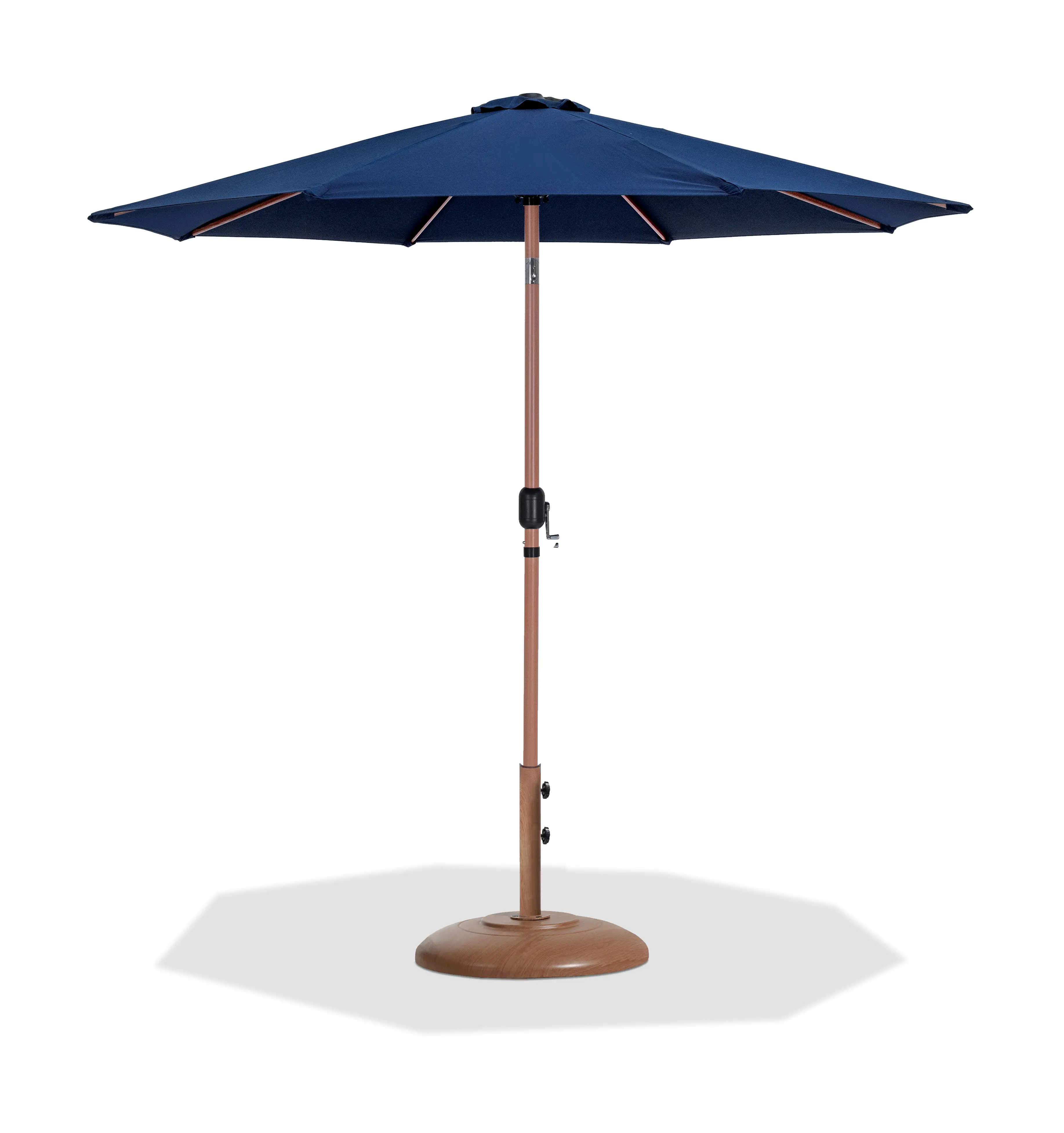 55014NAVY-BT Fiji Navy Patio Umbrella with Teak Aluminum Base Set-1