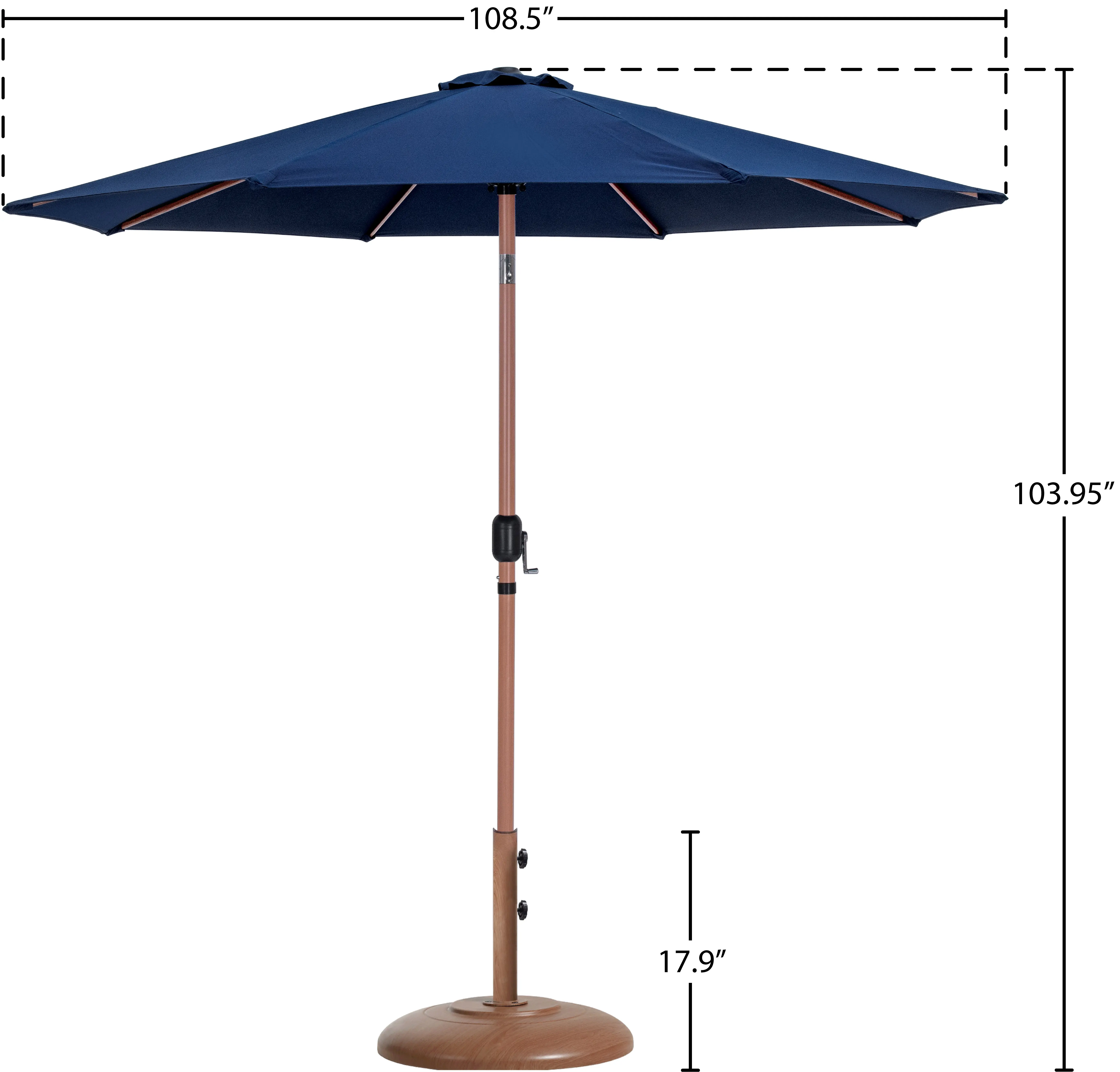 55014NAVY-BT Fiji Navy Patio Umbrella with Teak Aluminum Base Set-15