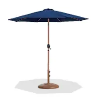 55014NAVY-BT Fiji Navy Patio Umbrella with Teak Aluminum Base Set