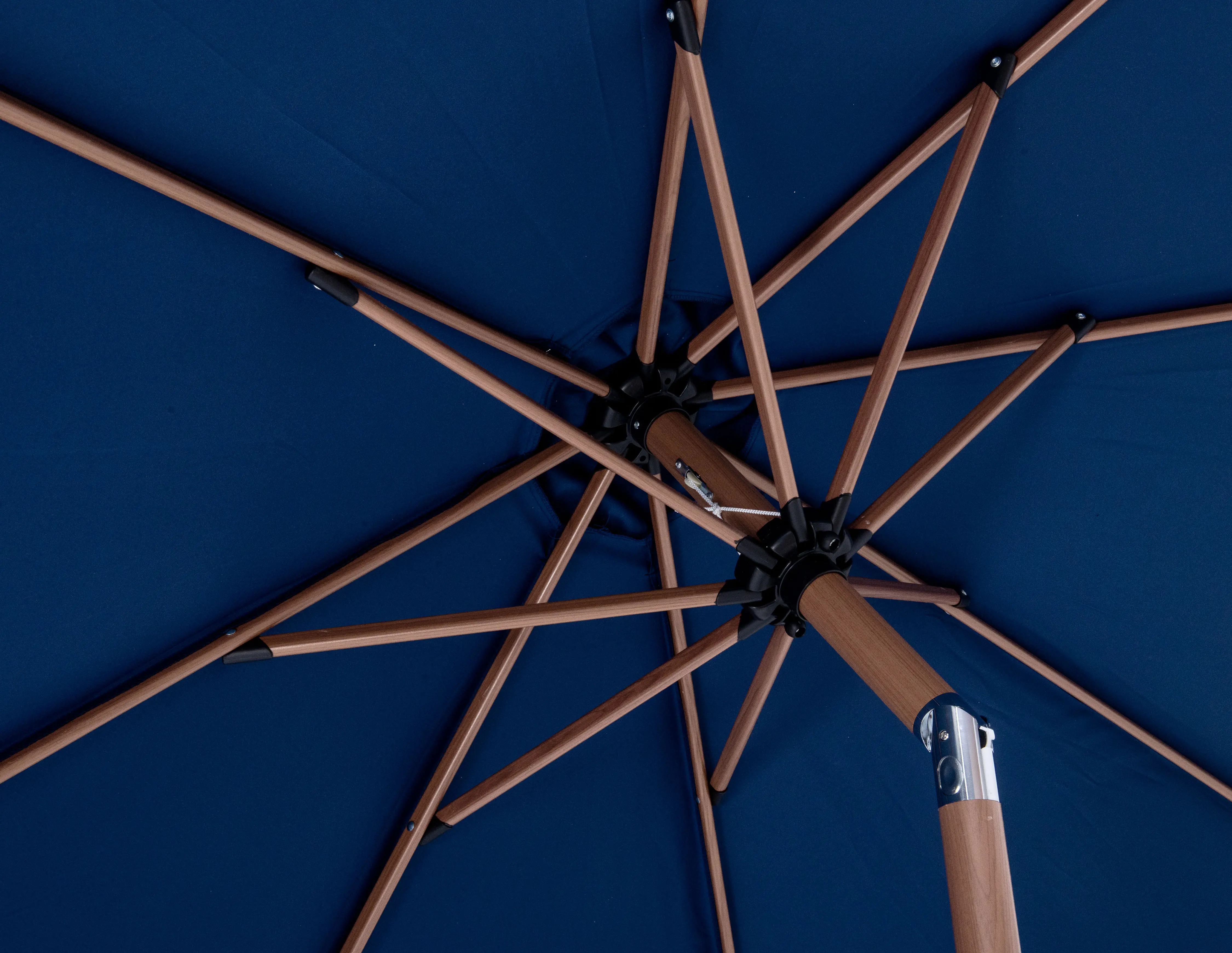 55014NAVY-BT Fiji Navy Patio Umbrella with Teak Aluminum Base Set-6