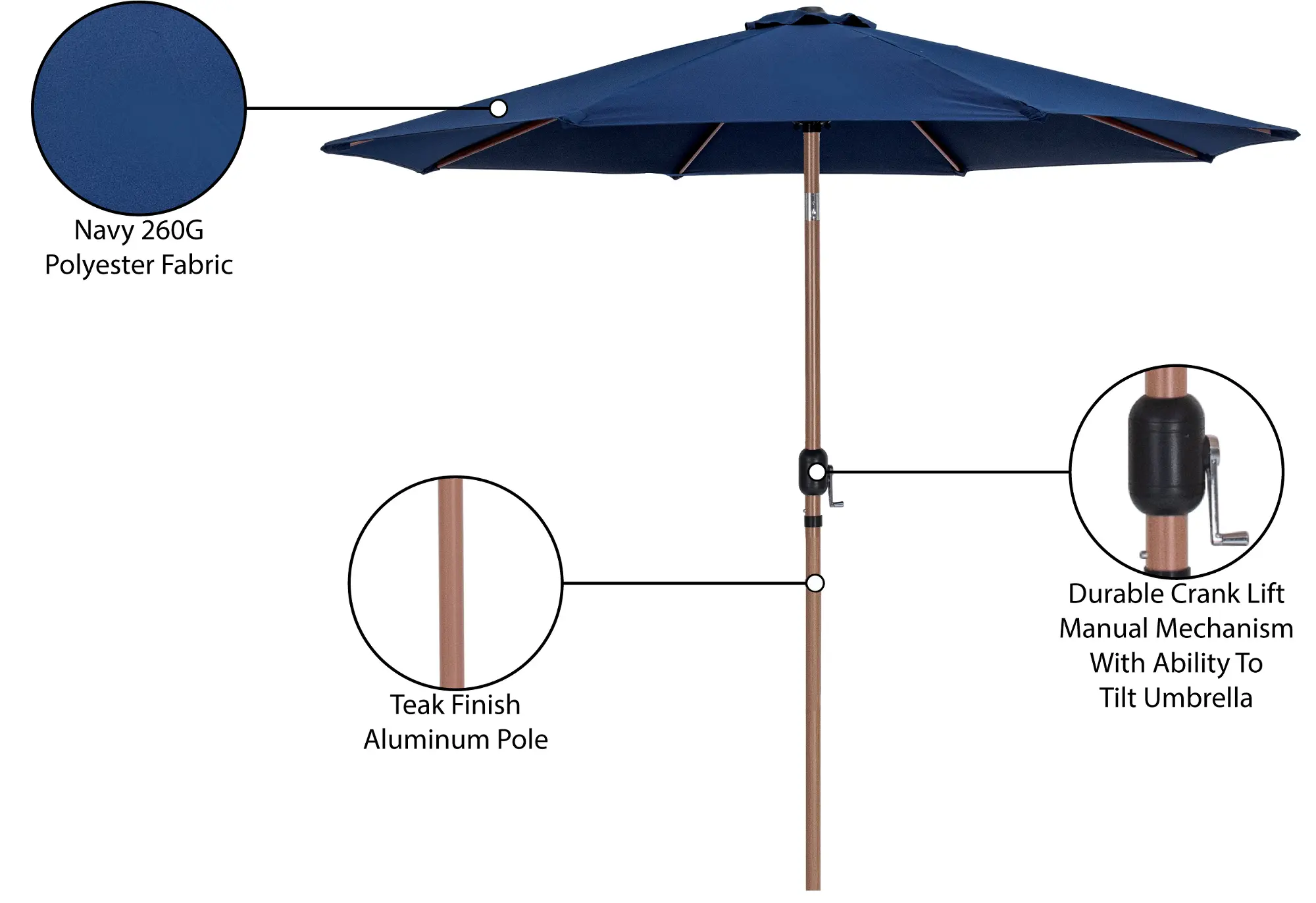 Fiji Navy Patio Umbrella