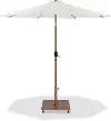 Fiji White Patio Umbrella with Teak Aluminum Base Set