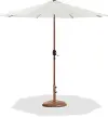 Fiji White Patio Umbrella with Teak Aluminum Base Set