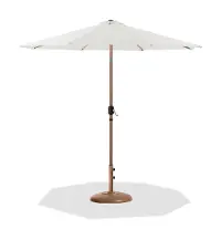 55014WHITE-BT Fiji White Patio Umbrella with Teak Aluminum Base Set