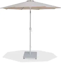 Fiji Beige Patio Umbrella with White Aluminum Base Set