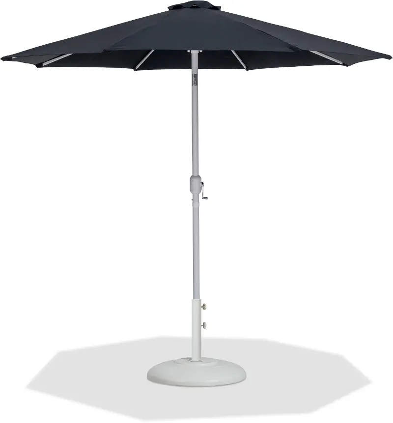 Fiji Black Patio Umbrella with White Aluminum Base Set