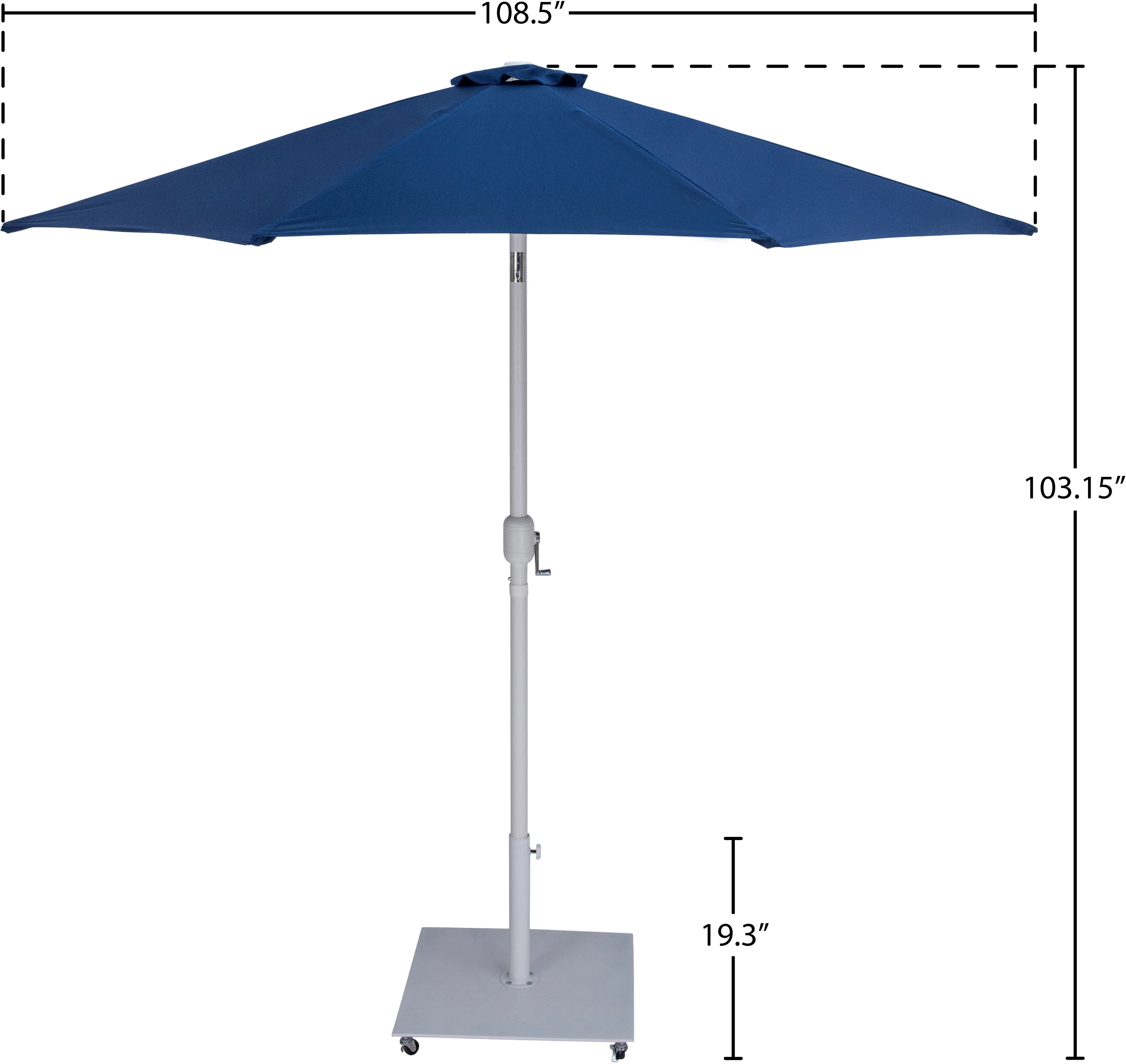 Fiji Navy Patio Umbrella with White Aluminum Base Set-15