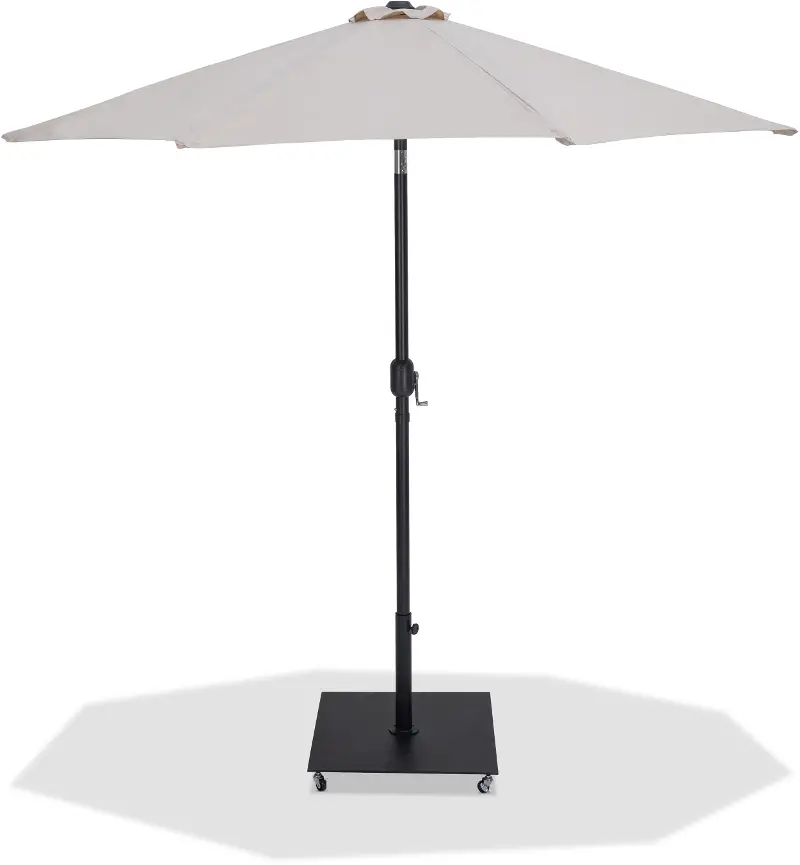 Fiji Beige Patio Umbrella with Black Aluminum Base Set