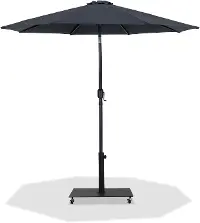 Fiji Black Patio Umbrella with Black Aluminum Base Set