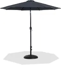 Fiji Black Patio Umbrella with Black Aluminum Base Set