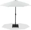 Fiji White Patio Umbrella with Black Aluminum Base Set