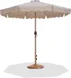 Amalfi Beige Patio Umbrella with Teak Aluminum Base Set