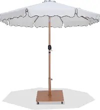 Amalfi White Patio Umbrella with Teak Aluminum Base Set