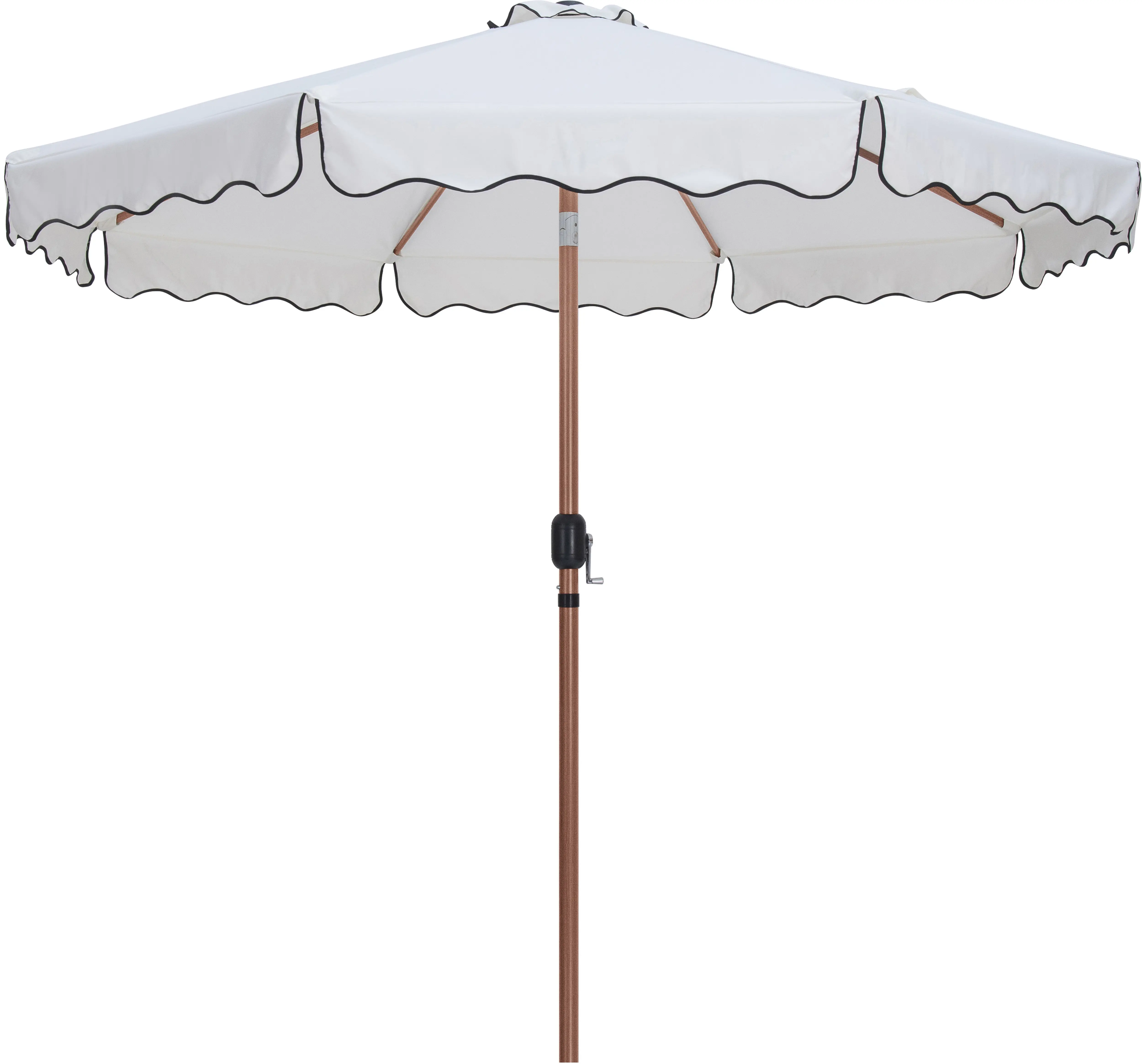 Amalfi White Patio Umbrella with Teak Aluminum Base Set-3