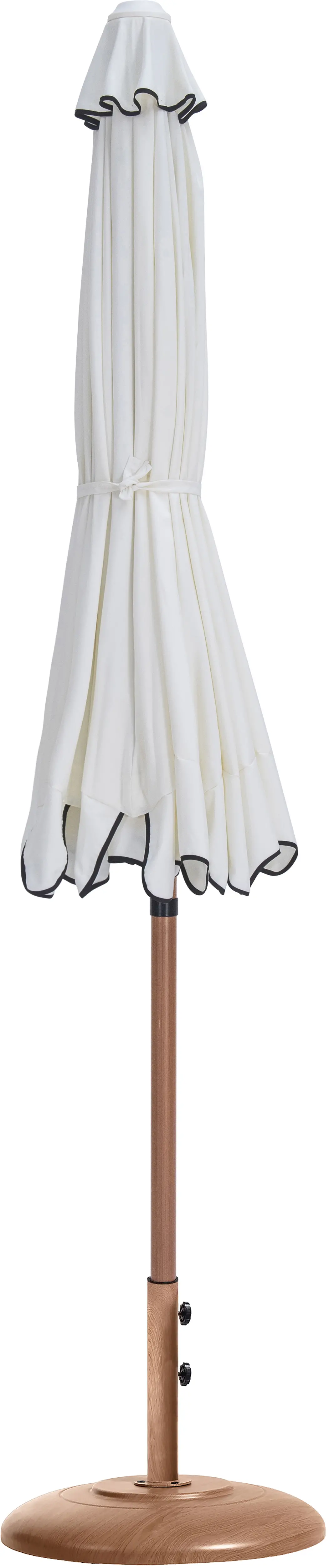 Amalfi White Patio Umbrella with Teak Aluminum Base Set-4