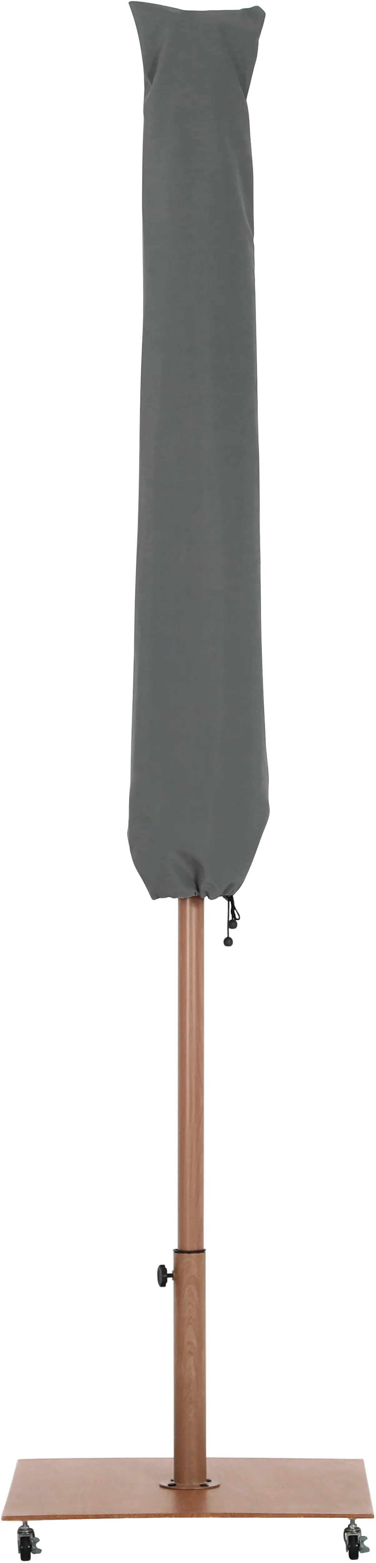Amalfi White Patio Umbrella with Teak Aluminum Base Set-5