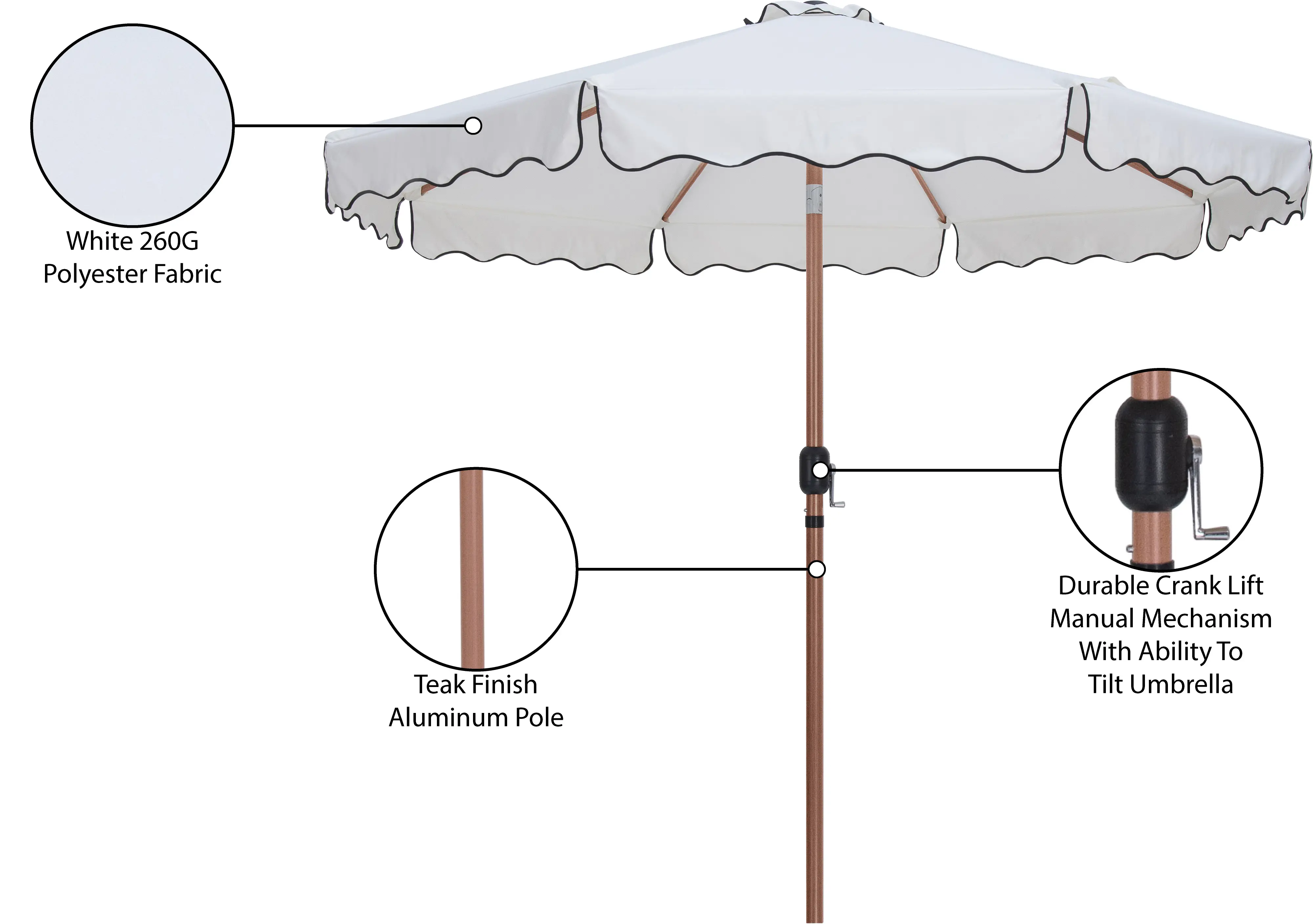 Amalfi White Patio Umbrella-10