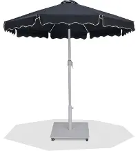 Amalfi Black Patio Umbrella with White Aluminum Base Set