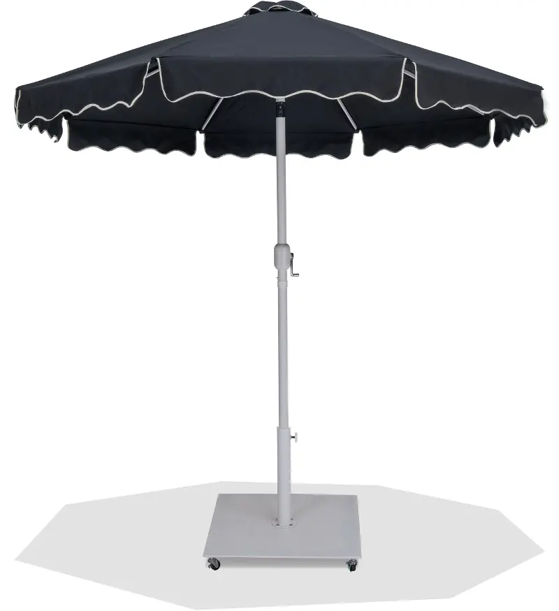 Amalfi Black Patio Umbrella with White Aluminum Base Set