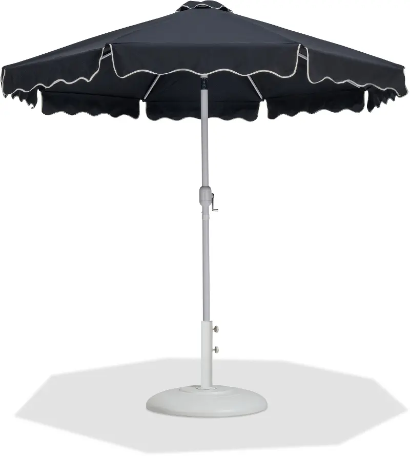 Amalfi Black Patio Umbrella with White Aluminum Base Set