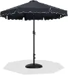 Amalfi Black Patio Umbrella with Black Aluminum Base Set