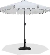 Amalfi White Patio Umbrella with Black Aluminum Base Set