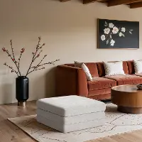 Stellar Cream Chenille Modular Ottoman