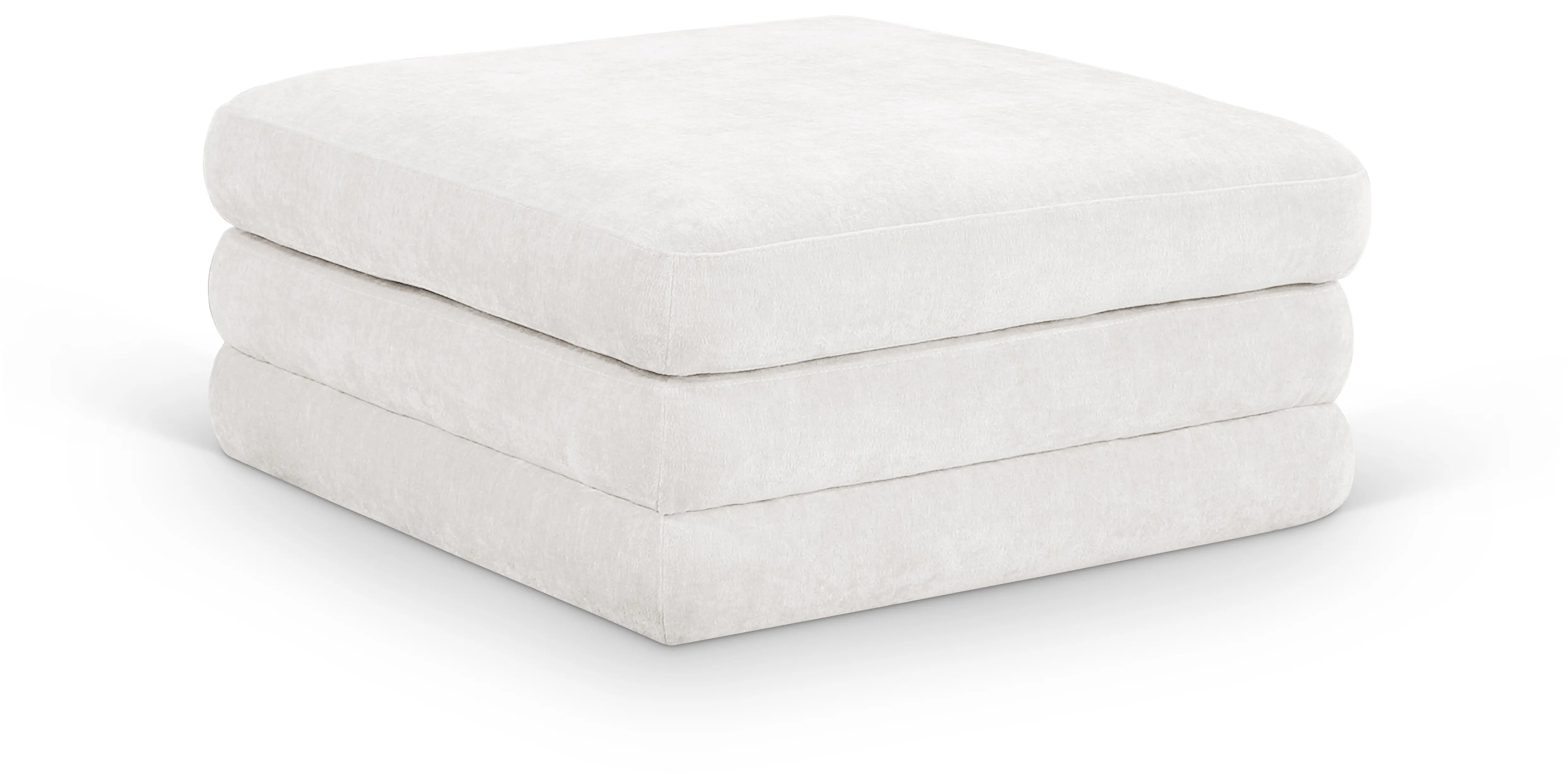 Stellar Cream Chenille Modular Ottoman-1