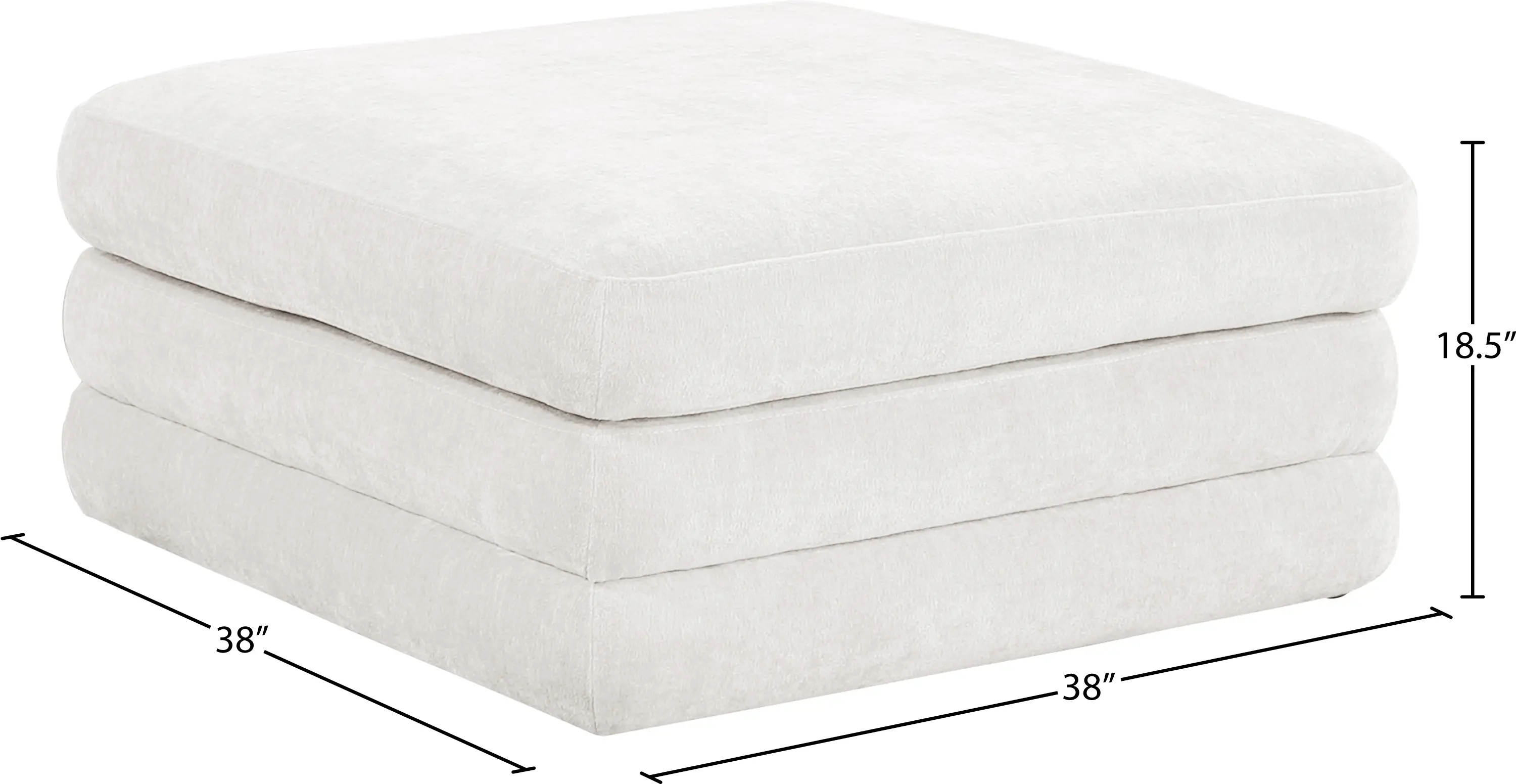 Stellar Cream Chenille Modular Ottoman-5