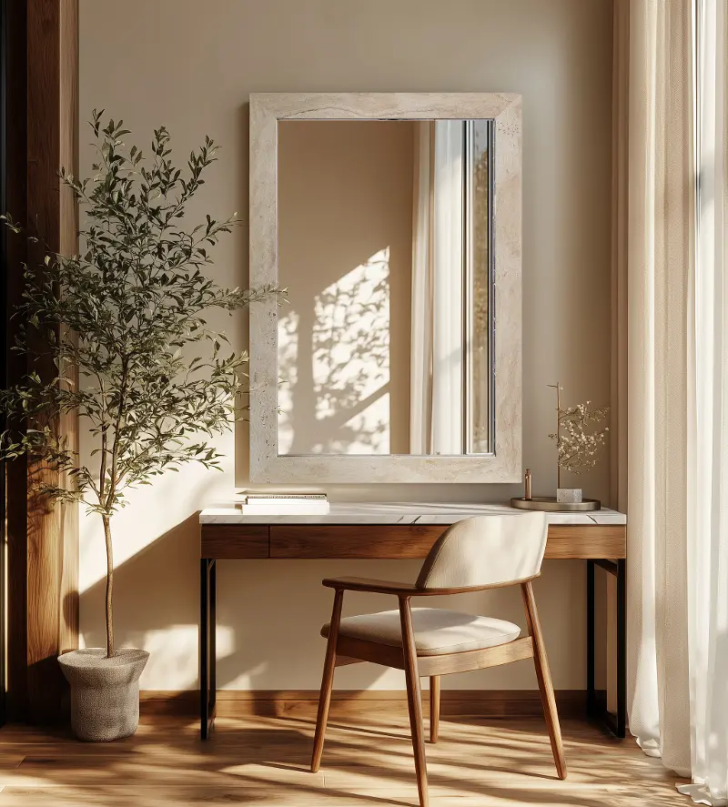 Pavia Natural Genuine Travertine Mirror