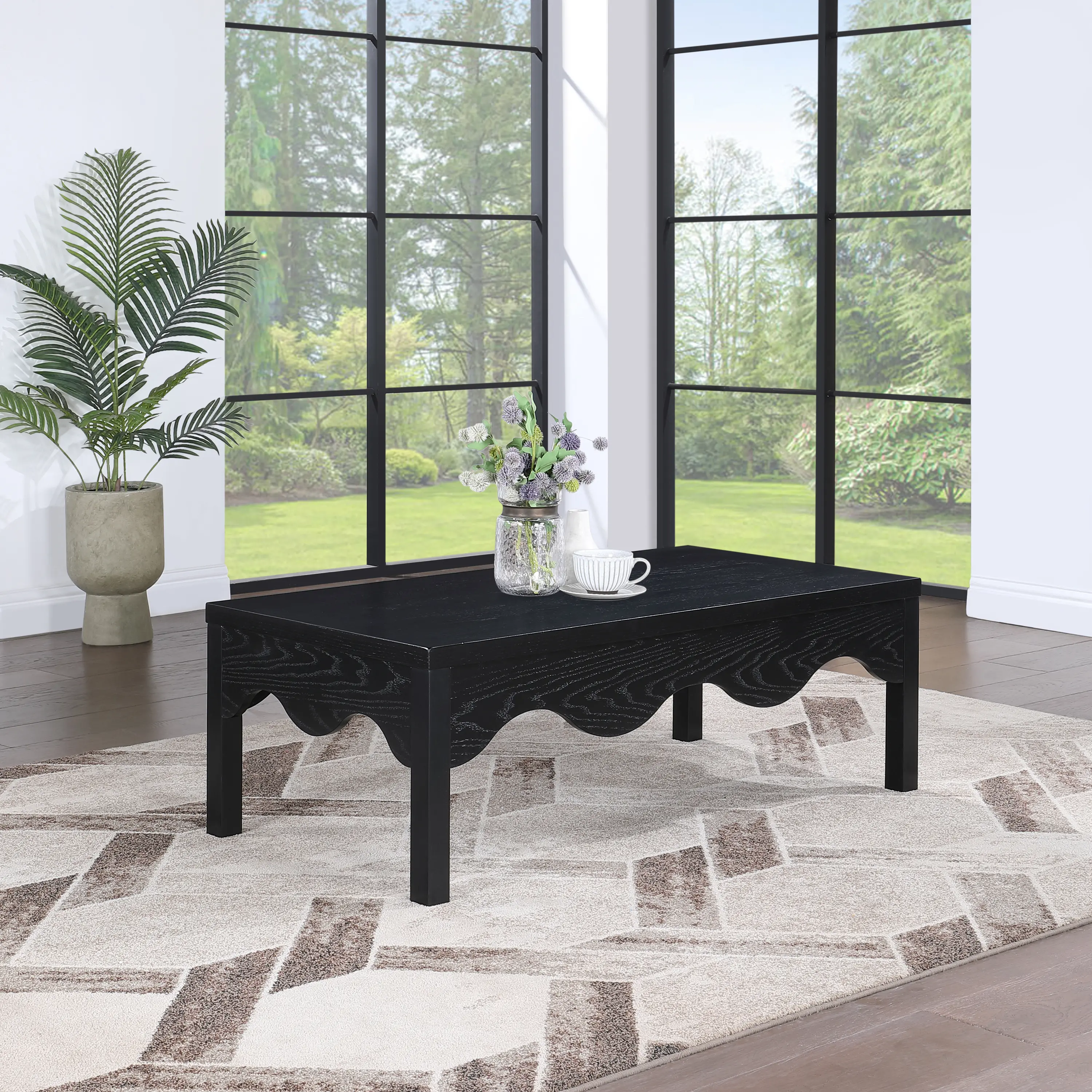 Fiora Black Scalloped Coffee Table-2