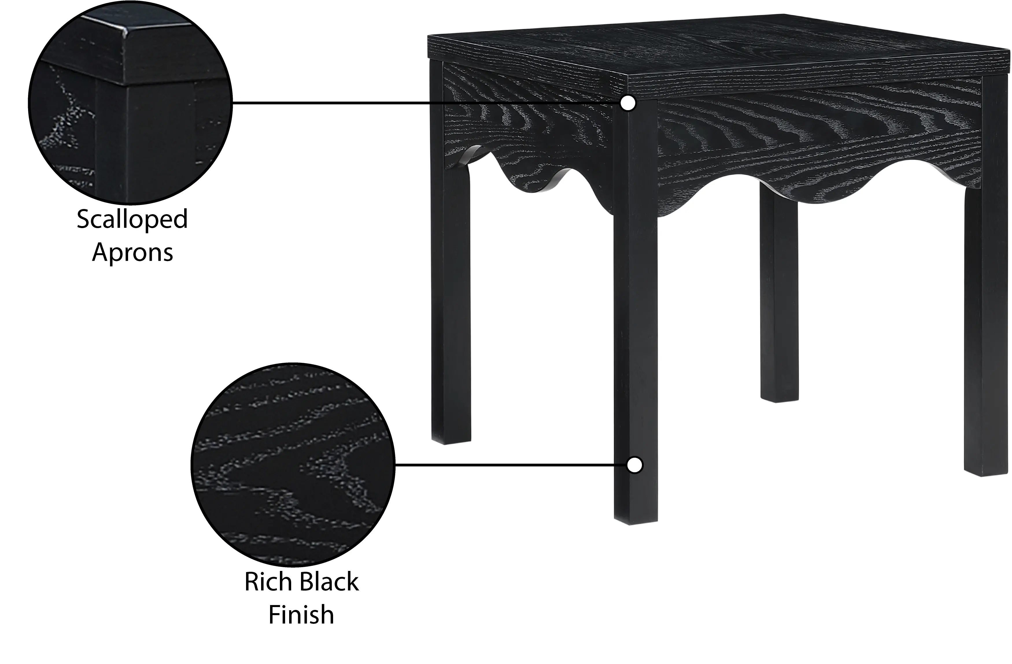 Fiora Black Scalloped End Table-6