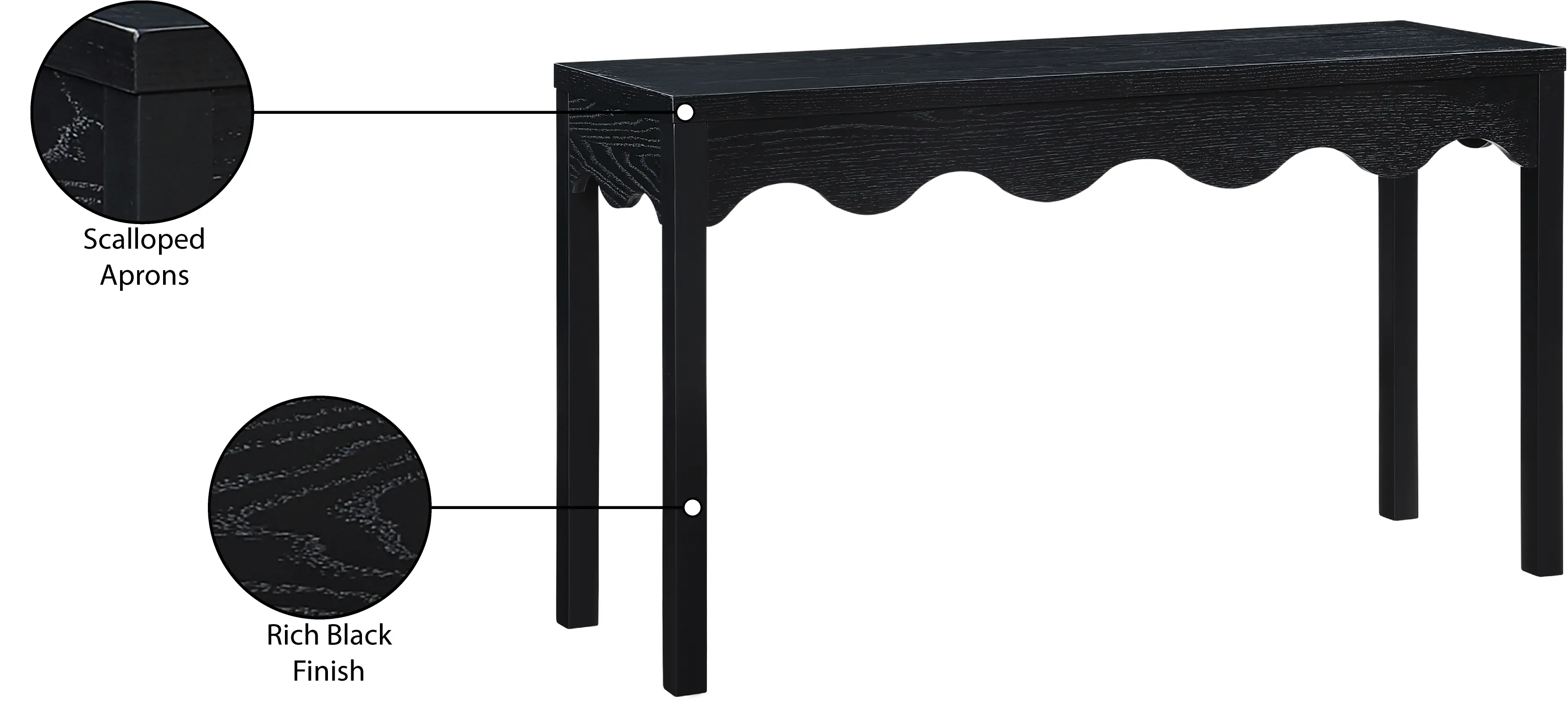 Fiora Black Scalloped Console Table-6
