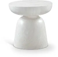 Avellino White Marble and Concrete Indoor/Outdoor End Table