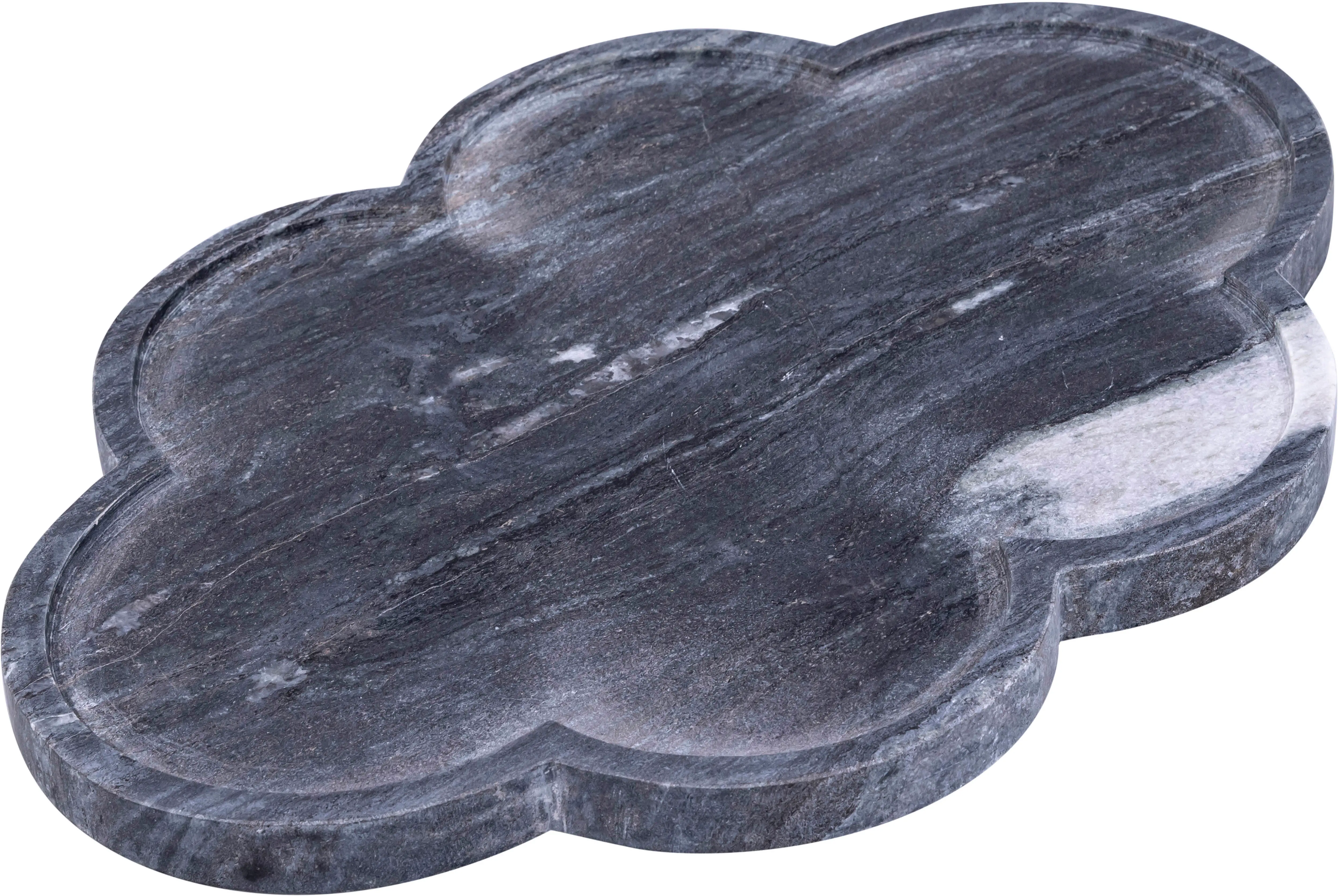 Rimini Black Clover Shaped Marble Tray-3
