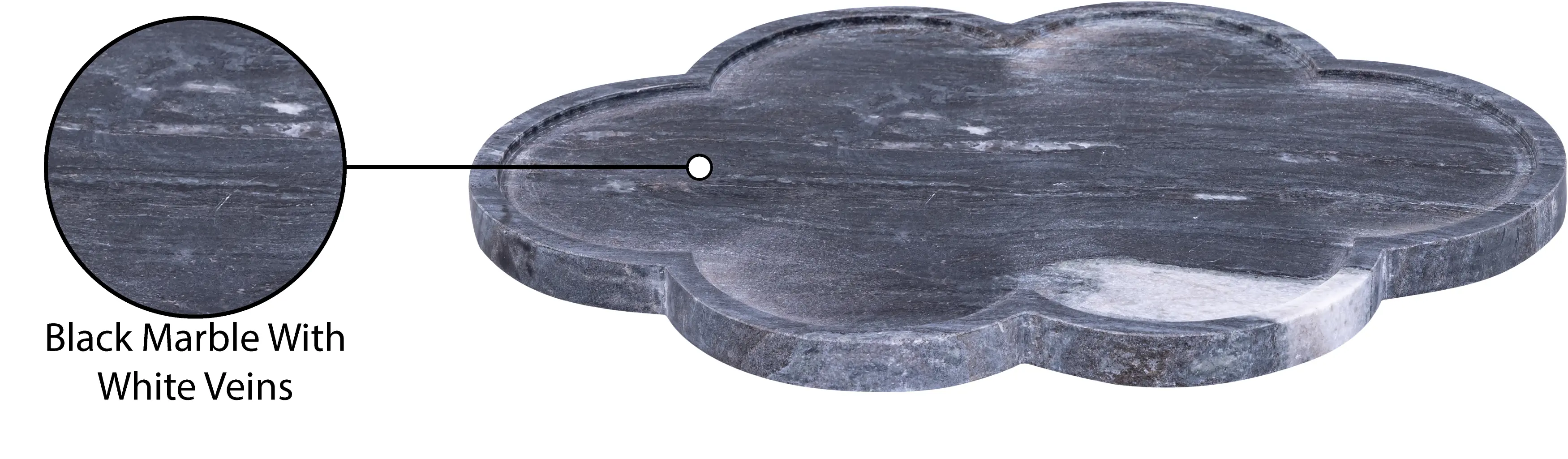 Rimini Black Clover Shaped Marble Tray-5