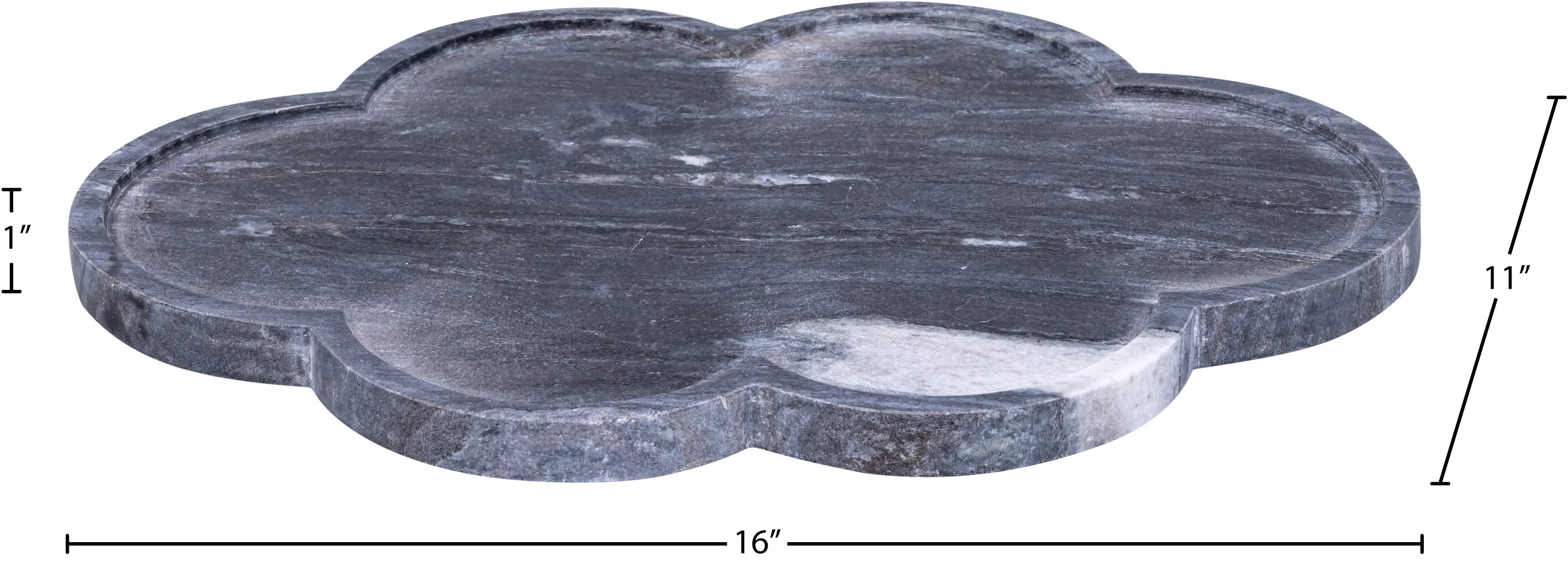 Rimini Black Clover Shaped Marble Tray-6