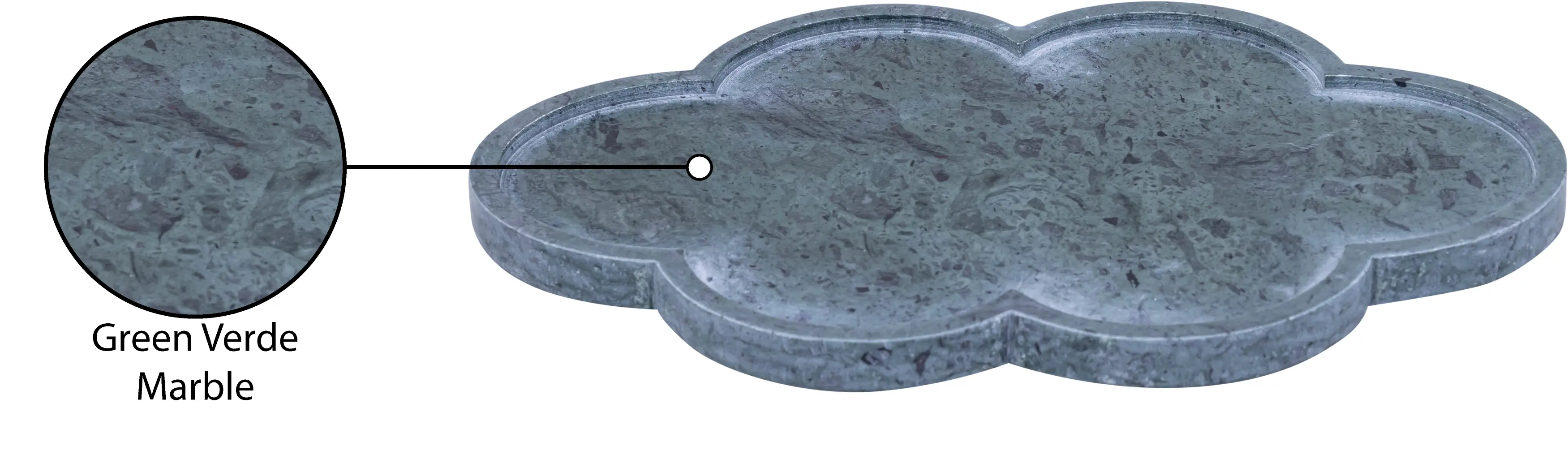 Rimini Green Clover Shaped Marble Tray-5