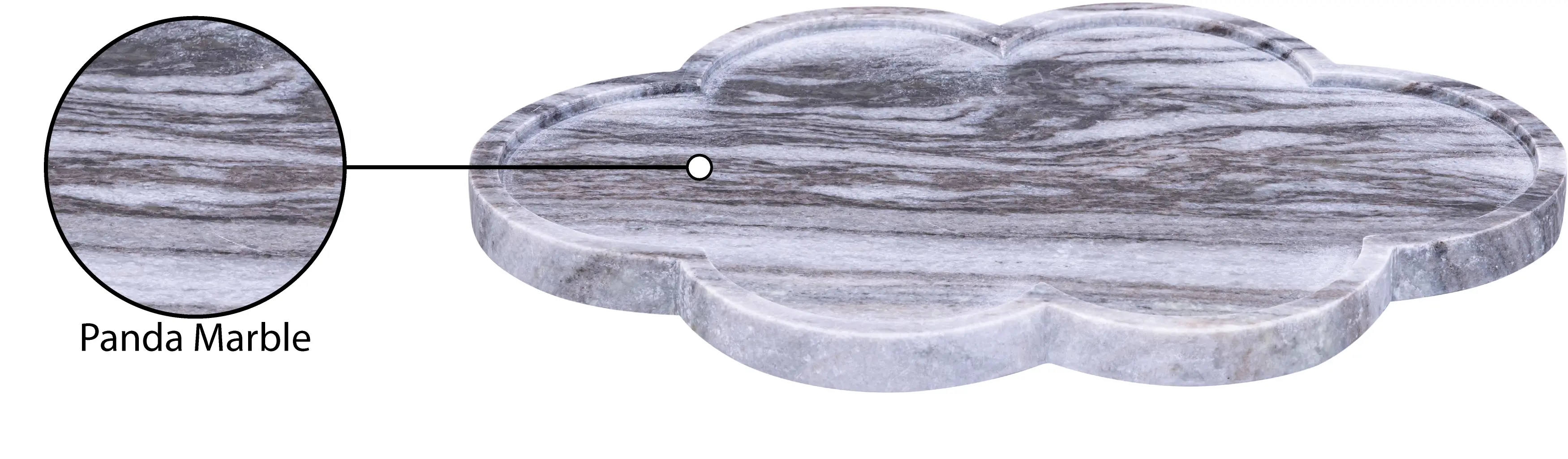Rimini Panda Clover Shaped Marble Tray-5