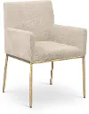 Reeves Beige Dining Armchair with Gold Legs, Set of 2